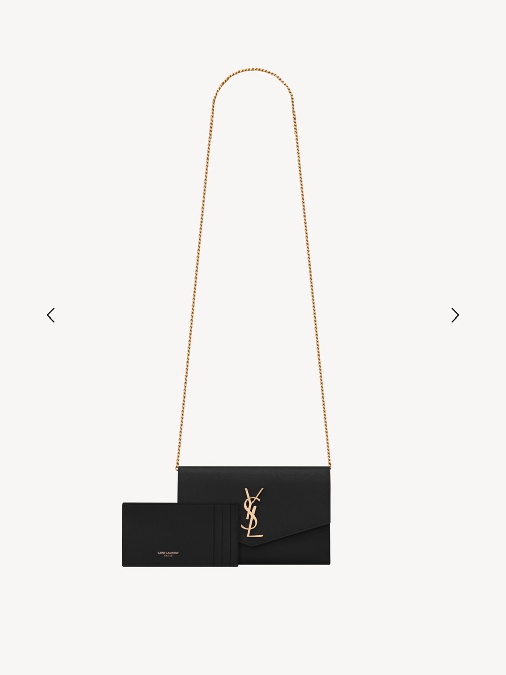 Yves Saint Laurent Uptown Black Wallet on Chain - Black & Gold - Picture 2 of 3